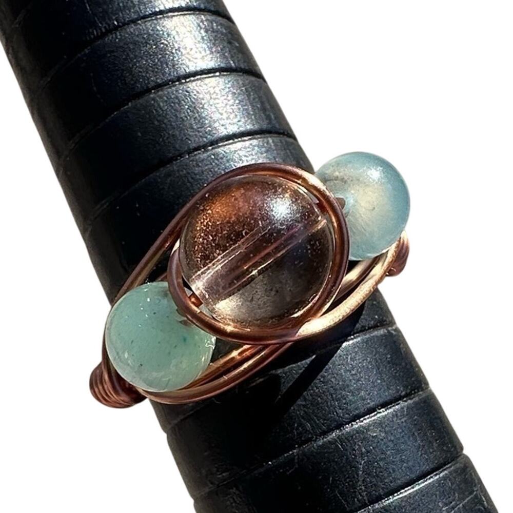 Ring Handmade copper glass and cat eye